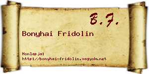 Bonyhai Fridolin névjegykártya